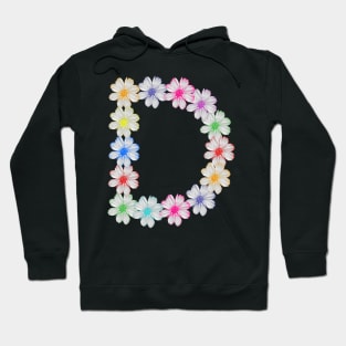 Letter D, flower, cosmos flowers, floral, nature Hoodie